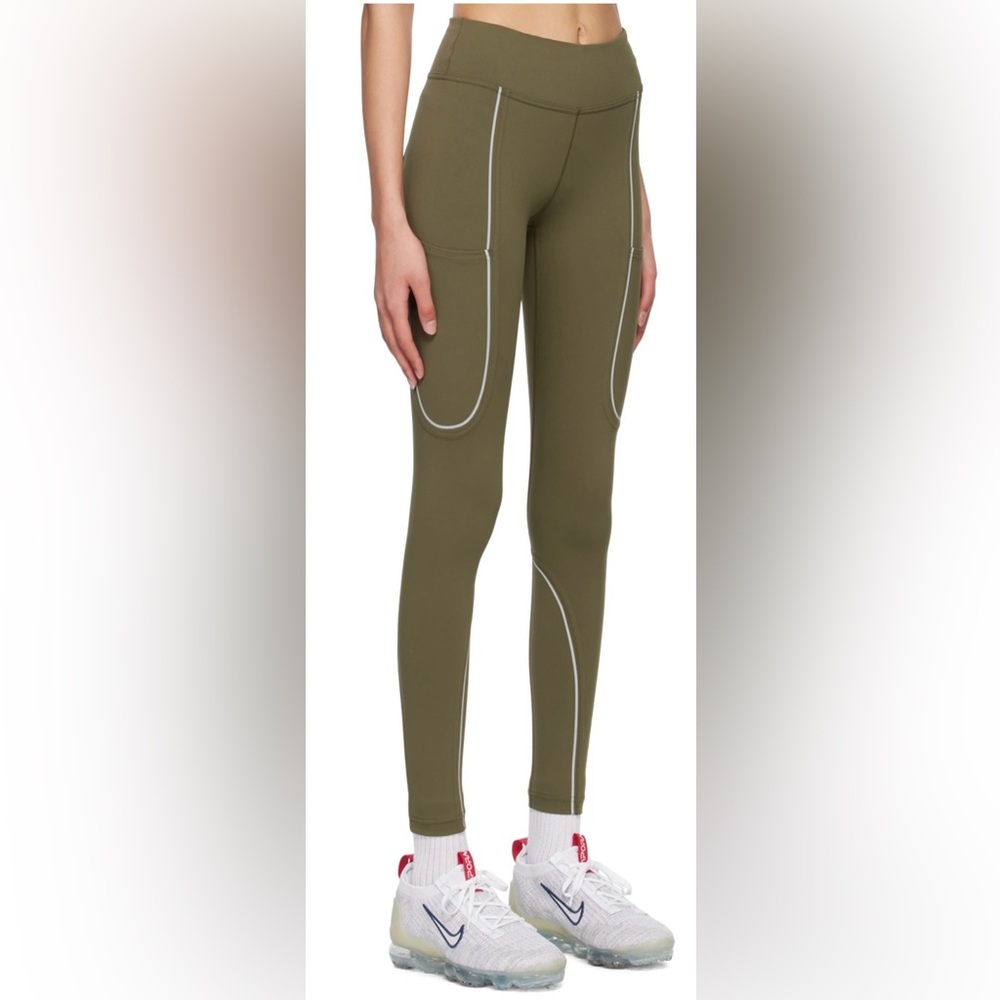 Outdoor Voices FrostKnit 7/8 Leggings- Army Green- Large- Reflective Detailing